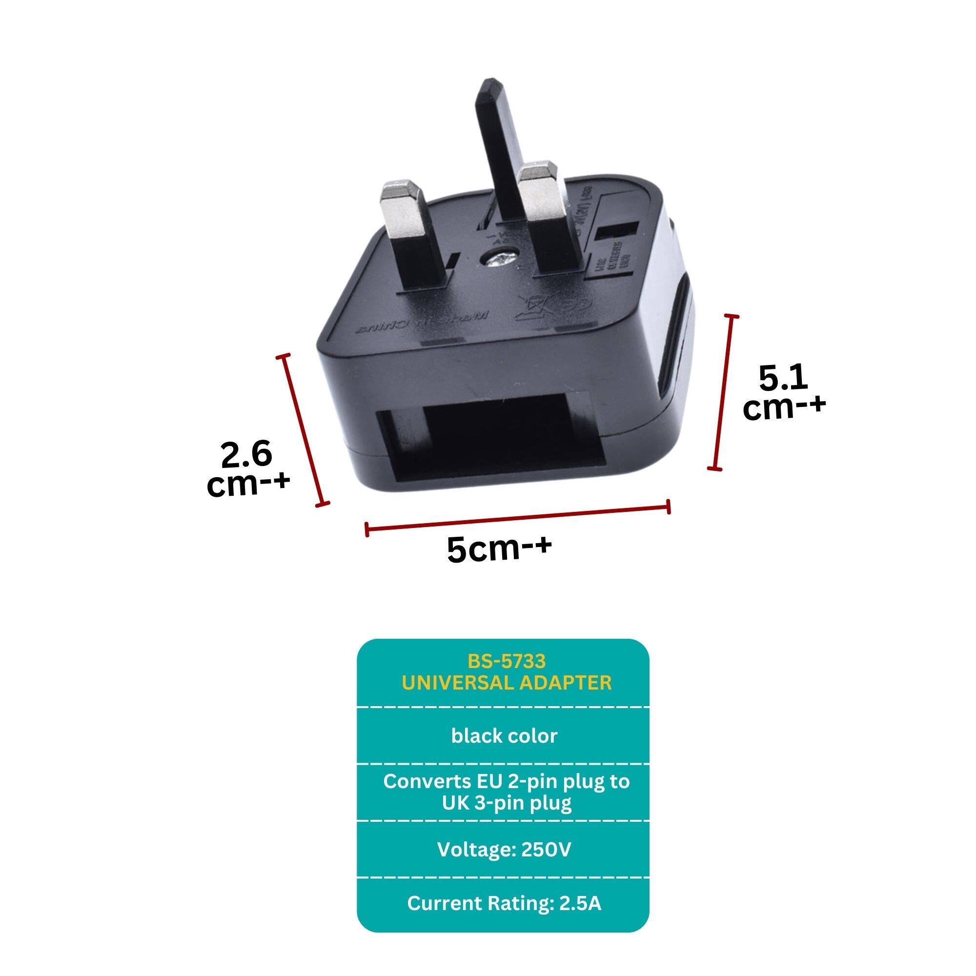 Universal Adapter 2 Pin To 3 Pin Plug / 3 Pin Conversion Plug Adapter