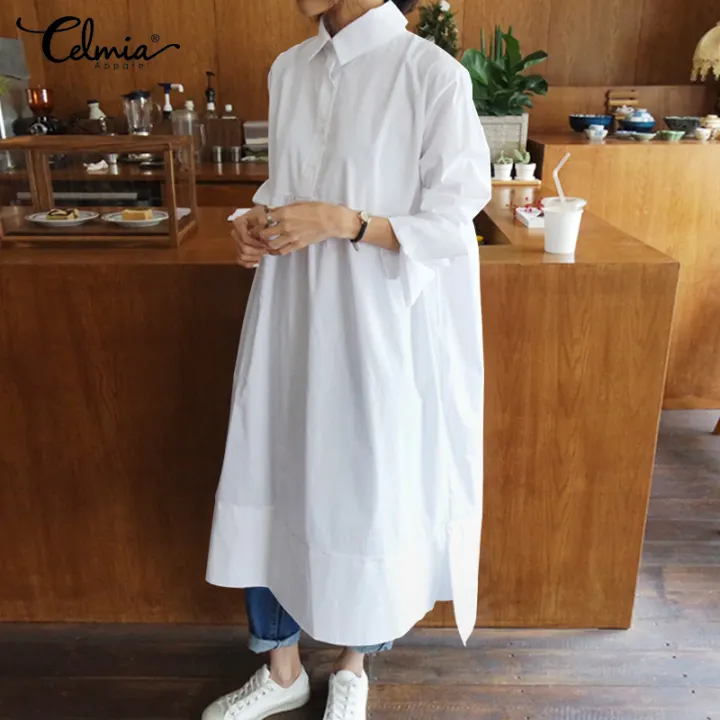 oversized collar shirt dress