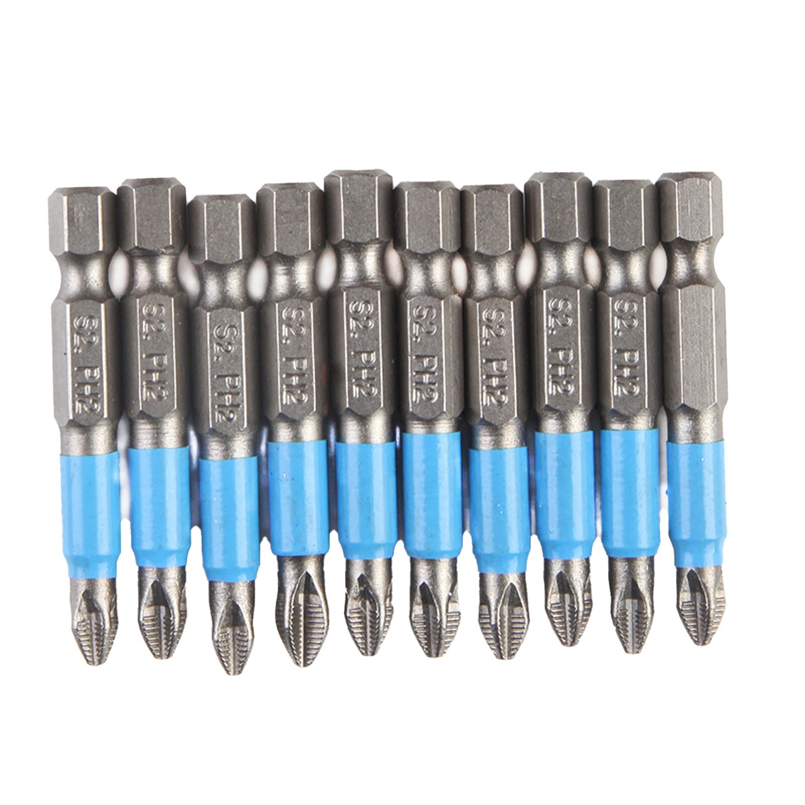 10Pcs 50mm Tool Steel Hex Shank Rubber Cover Electric Phillips Screwdriver Bits