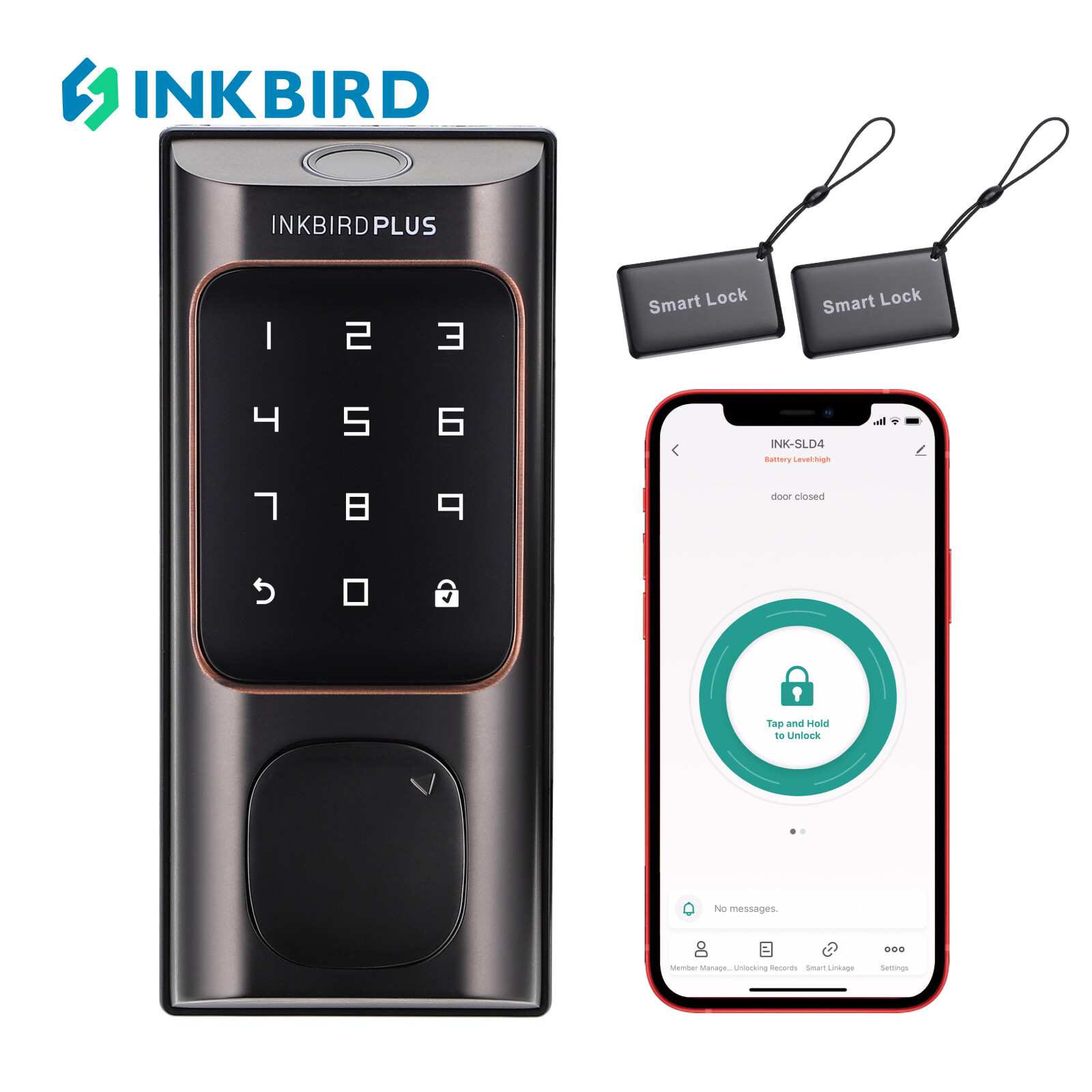 INKBIRD Digital Door Lock 5 in 1 Keyless Entry Bluetooth Smart Door Lock Fingerprint Door Lock