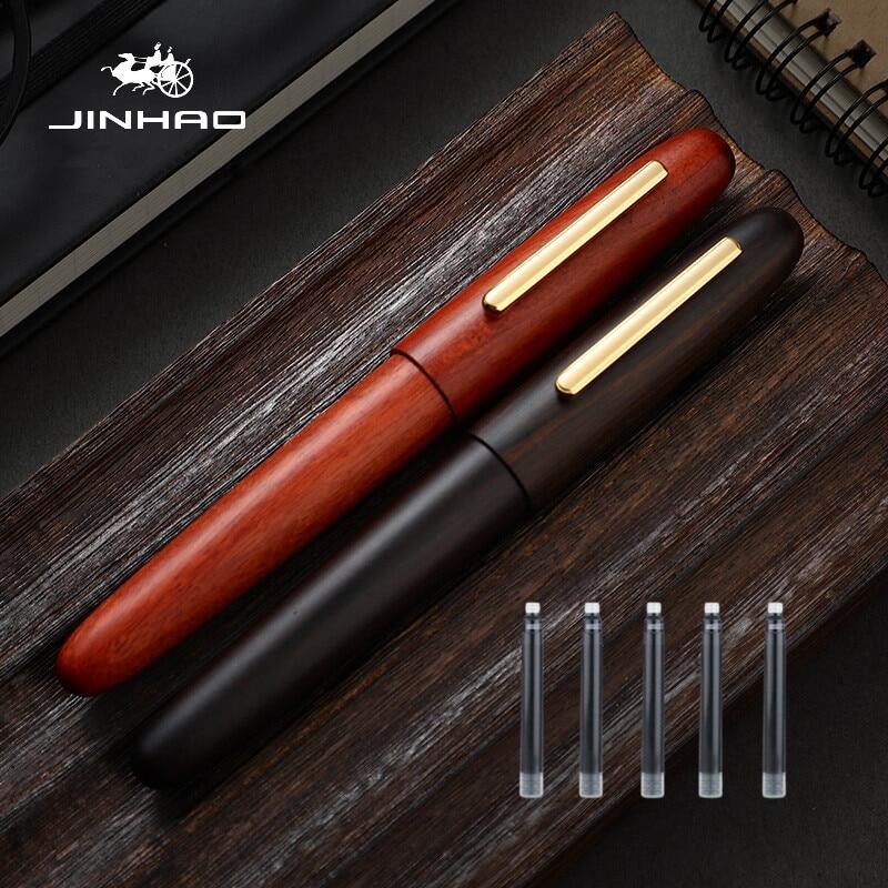 Jinhao 9056 Natural Wood Fountain Pen Handmade M/F Nib Ink Pen