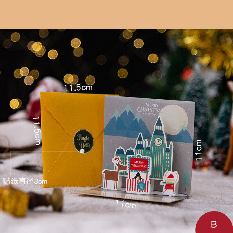 3D Christmas Greeting Card Paper Cartoon Santa Claus Elk Gift Card Party Decor Postcard Accessories Christmas Tree Ornaments Decorations for Home
