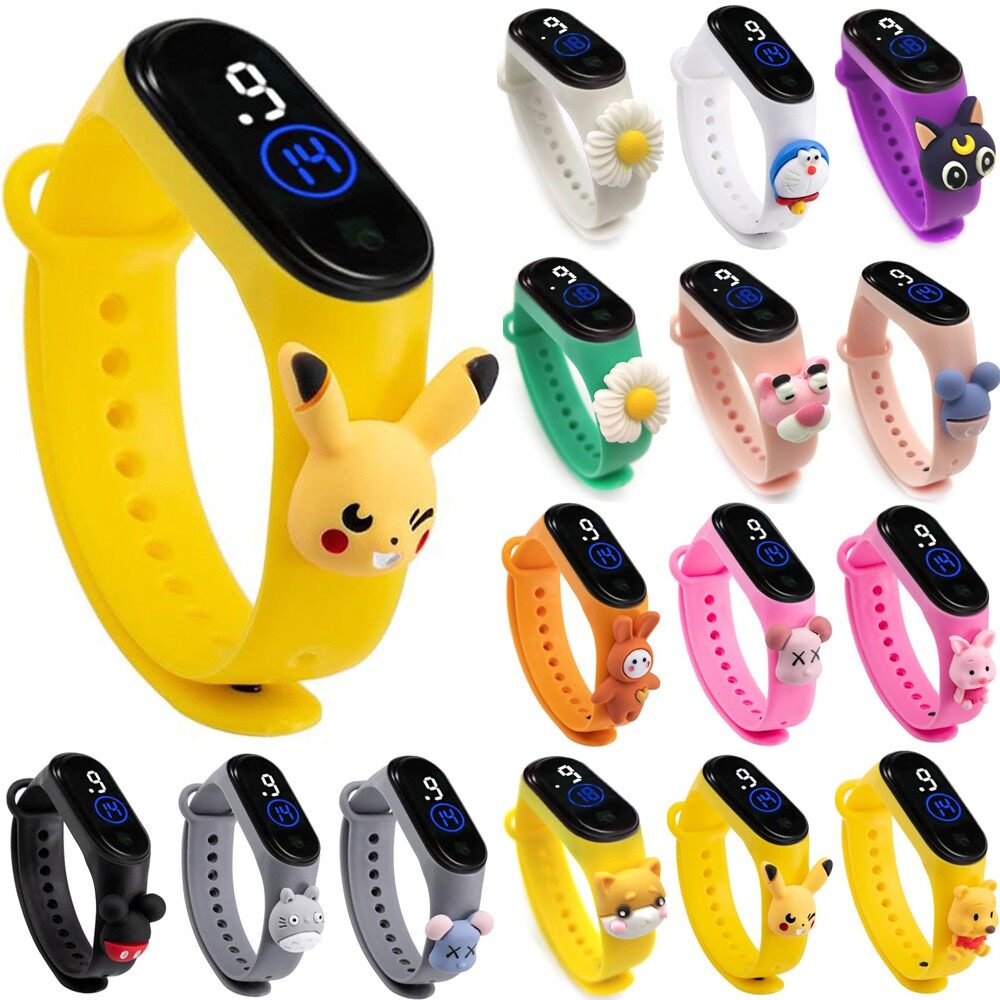 Kingstar123 Kid's Watch Boy Kids Girl Cute Cartoon Sports Waterproof Silicone Band LED Digital Wrist Pikachu