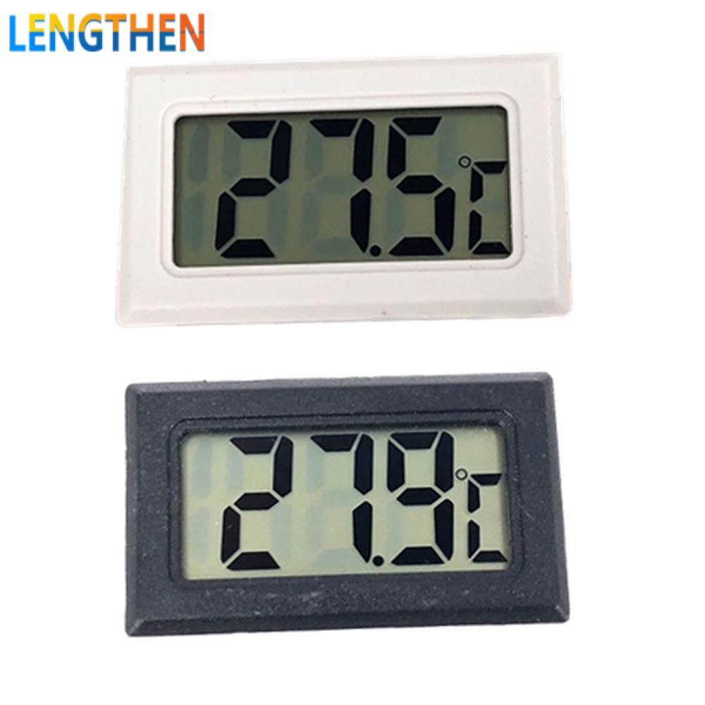 FocusAi  Embedded Digital Thermometer with Built-in Probe and LR44 Battery Black Rectangular Thermometer Hygrometer Aquarium Temperature Humidity Meter