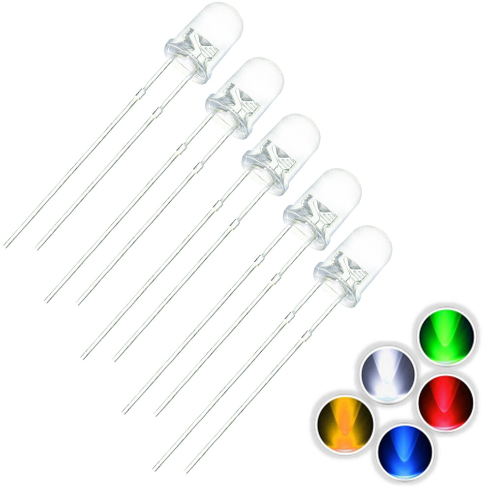 100pcs 3mm LED Transparent Diode 3 mm Green Light/Red Light/Blue Light/Yellow Light/Orange Light DIY Light Emitting Diode