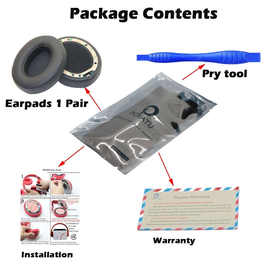 Studio3 Studio2 Earpads For Beats Studio 2 & 3 (B0501, B0500) Wired & Wireless Headphones Earpad Replacement Ear Pads Cushions