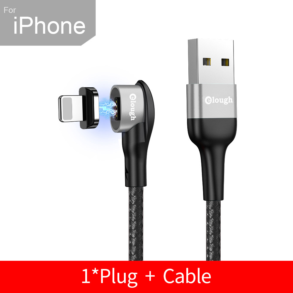 Elough 90 Degree USB Typc C Cable Elbow 3A Fast Charging Cable Date Wire For iPhone Samsung Xiaomi Mobile Phone Magetic Charger