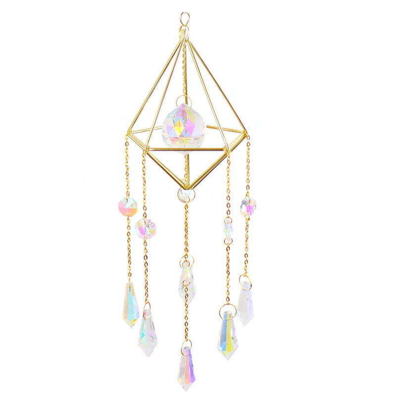 Wind Chime Moon Rainbow Crystal Suncatcher Hanging Prism Ornament Wind Chimes Crystal for Home Garden Patio Porch Decoration