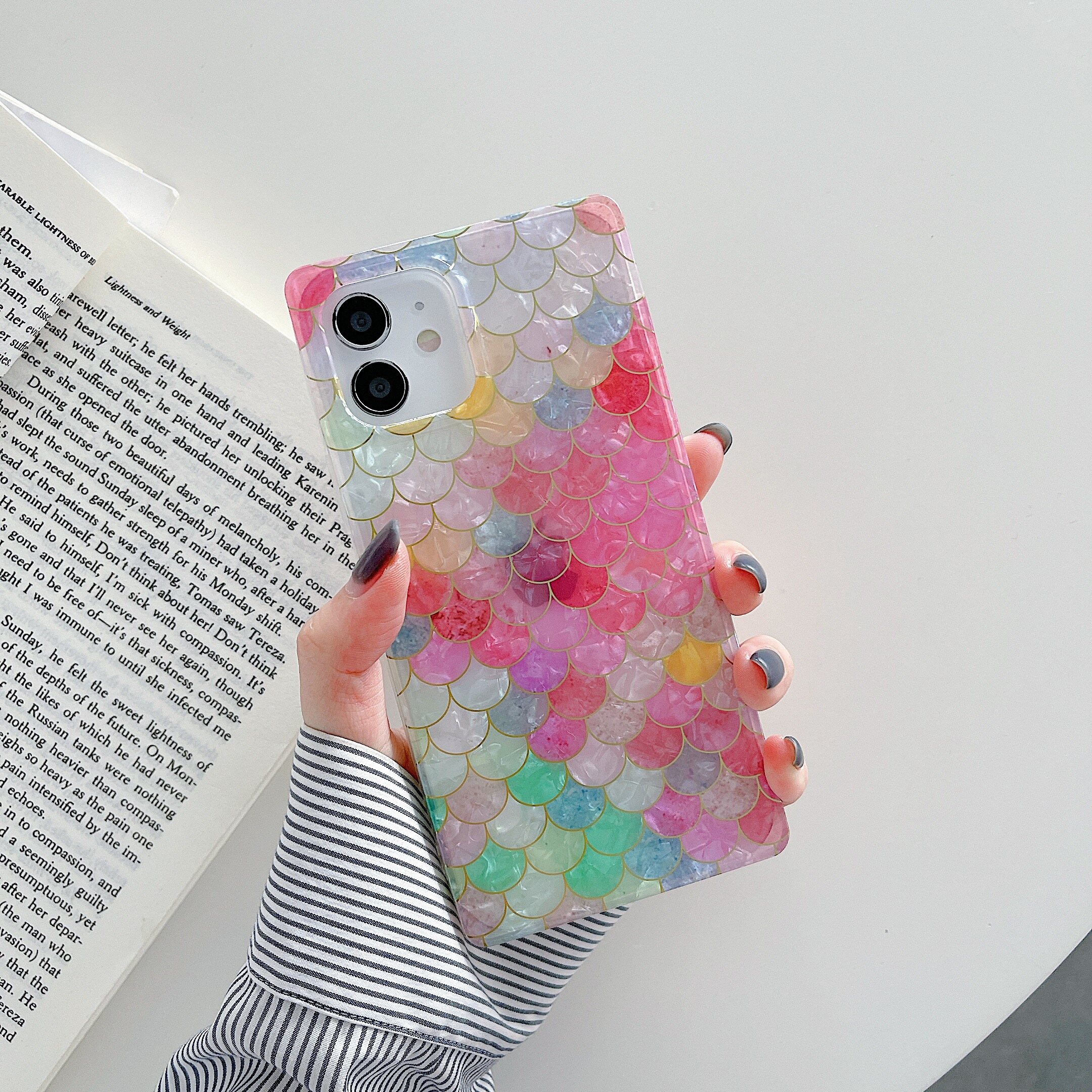 KISSCASE For iPhone 14 Pro Max Square Electroplating Shell Pattern Soft TPU IMD Case Anti-drop Pattern Phone Case For iPhone 14 Plus 13 12 11 Pro Max Xr Xs Max X Back Cover Case