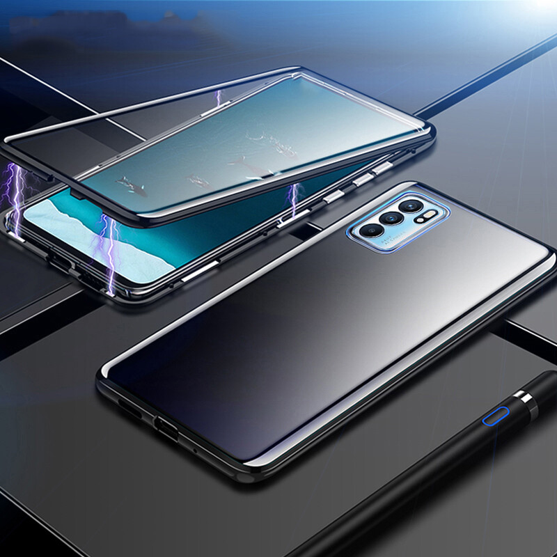 For OPPO Reno 12 Pro 5G/11 Pro 10 Pro+/A98 5G/A78 5G/Reno 8T 5G/Reno 7 5G/Reno 7 Z Pro 5G/Reno6Z 5G/Reno 6 5G/oppo A16 Case Metal Case Two-sided Front and back Tempered Glass Casing Phone shell 360 Full Cover