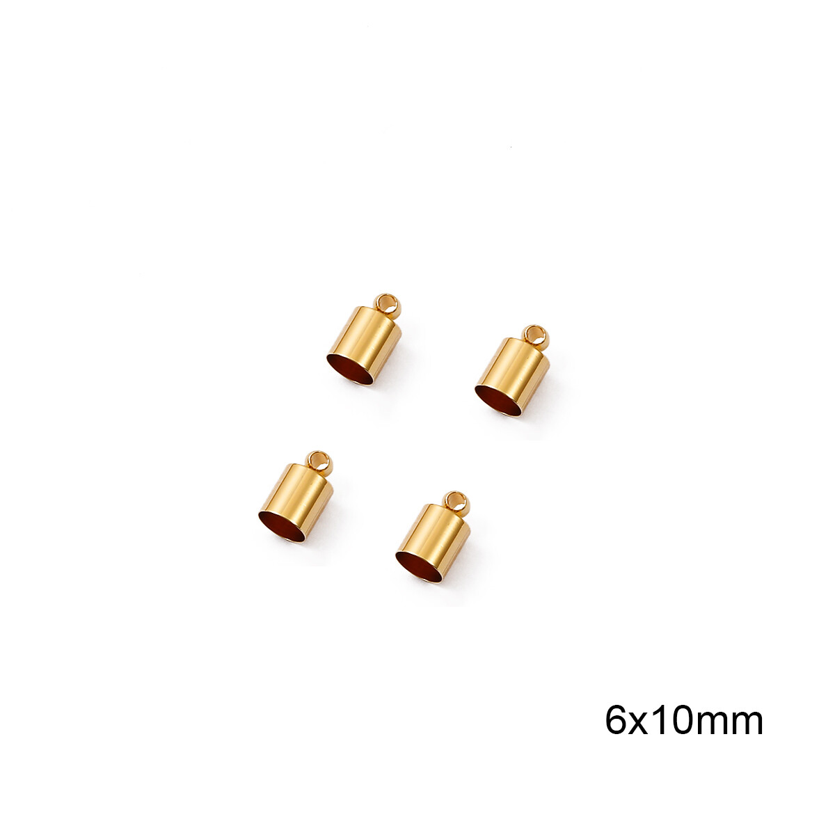 4pcs/Bag Copper With 18K Gold Plated  Tassel Leather Cord End Crimp Caps Beads For DIY Fashion Jewelry Making Necklace Accessories