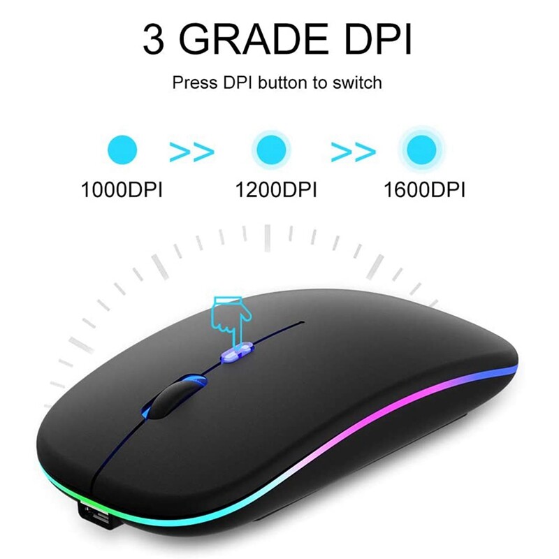 Wireless Mouse Bluetooth 5.1 Rechargeable LED Silent Mouse USB Optical Ergonomic Gaming 2.4G Wireless Backlite