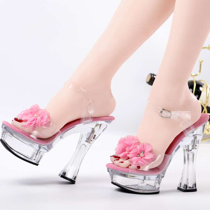 Denova's Women's Crystal Very High Heel Big Size Pole Dancing Show Sandal