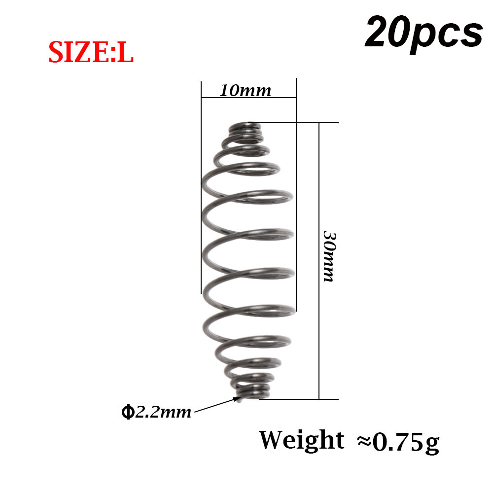 20pcs Fishing Spring Feeder Cage. Carp Fishing Spring Feeder Cage Hair Rig Combi Rigs Floating Feeder Accessory Stops S M L Carp Fishing Tackle