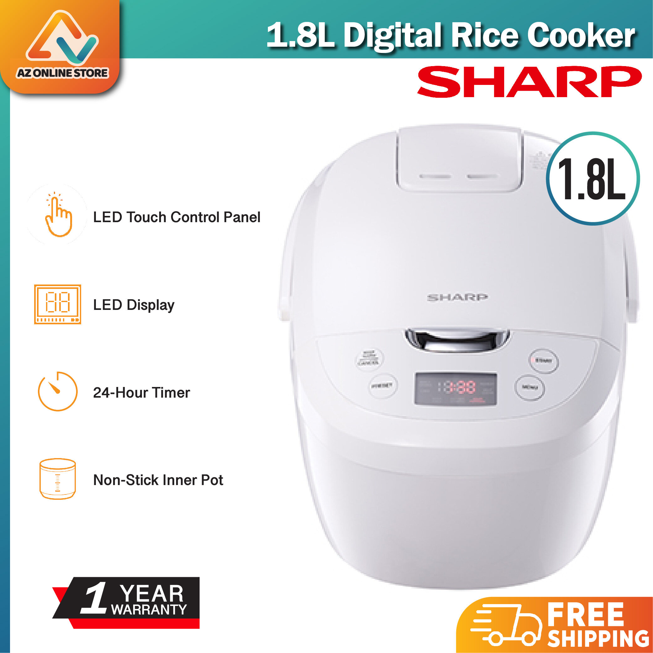 sharp 1.8 l digital rice cooker kse185wh