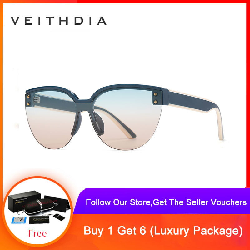 VEITHDIA New Fashion Sunglasses Cat Eye Frameless Women's Gradient Sunglasses 6506