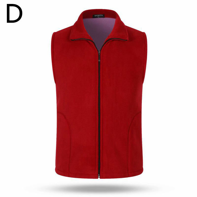 Men Women Sport Waistcoats Casual Tops Fleece Jacket Sleeveless Vest Autumn Winter Zipper Coat Outerwear Solid Color Slim