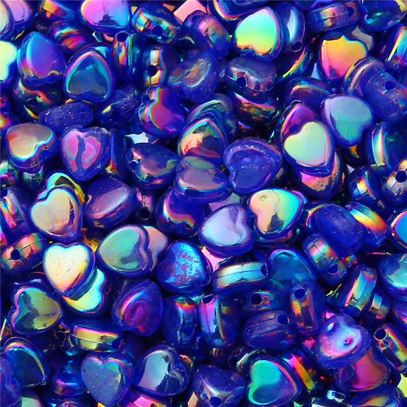 100pcs Plated Color Star Heart Beads Bohemian Acrylic Bulk Spacer Beads For Jewelry Making Hairpin Handmade Diy Accessories