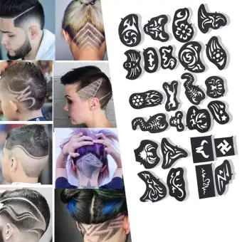 25pcs Multi Shapes Hair Tattoo Template Hair Trimmer Carving