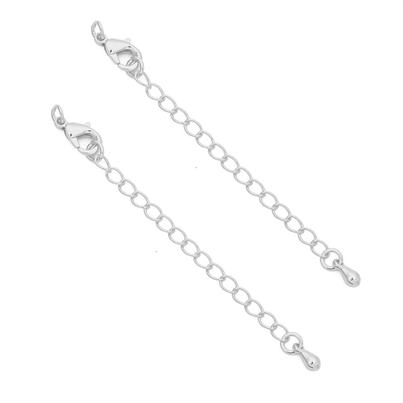 14K 18K Gold/Silver/Rhoudium Plated Copper Lobster Clasp Extention Chain Set for Bracelet Necklace DIY Jewelry Making