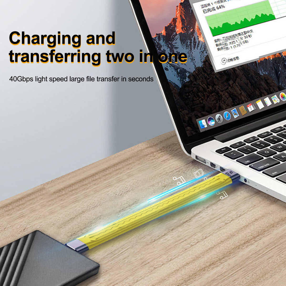 FONKEN USB 4.0 Gen3 Thunderbolt 3 Cáp Dữ Liệu PD 100W 5A Nhanh Sạc USB C Để Loại C Cáp 8K 60Hz Cáp USB Loại C 40Gbps Cáp Dữ Liệu