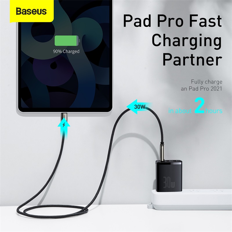 Baseus Sạc Nhanh Nhỏ Gọn 30W, USB Kép + Loại C PD3.0 QC3.0 Phích Cắm CN Mini Fast Chaging Rộng Rãi Tương Thích Dành Cho Apple Huawei Samsung Xiaomi Dành Cho Máy Tính Bảng IPad