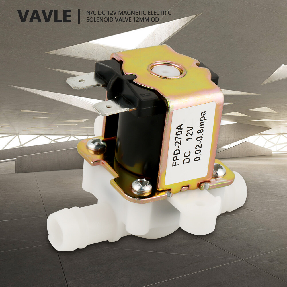 chasoee DC12V OD12mm Plastic Electromagnetic Valve Normally Closed Water Inlet Flow Switch
