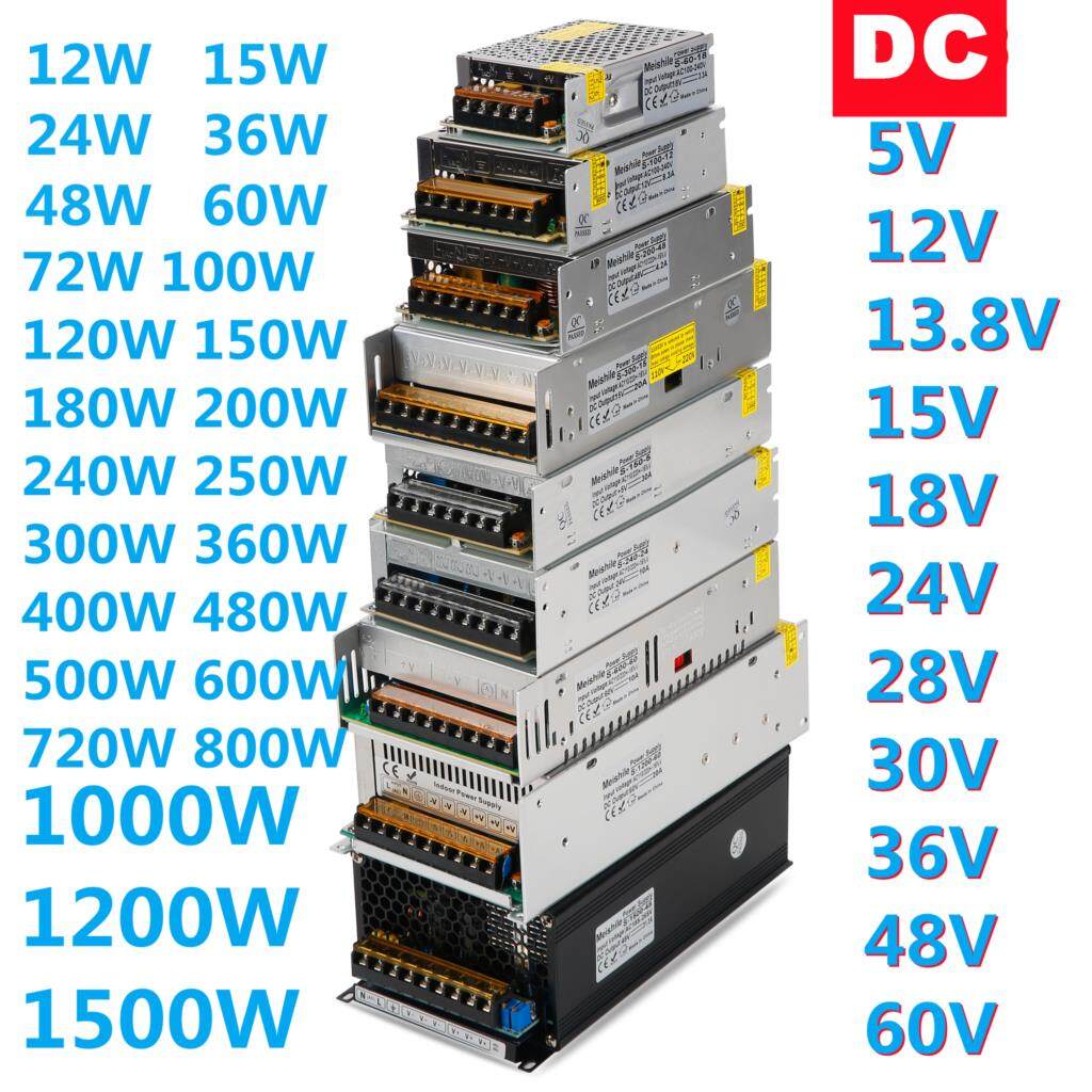 110V 220V DC 5V 12V 24V Switch Power Supply Driver Adapter Transformer 12W 720W 