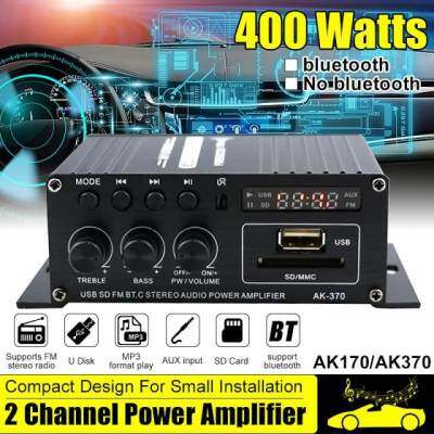 AK380/AK370/AK170 400W * 2 2ช่องบลูทูธไฮไฟเครื่องขยายเสียง Home Car Audio Class D รีโมทคอนโทรลวิทยุ FM USB/SD