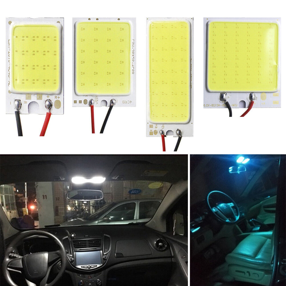 12V 48smd Bảng điều khiển LED COB xe nội thất ô tô đèn đọc sách báo Đèn bóng Dome với T10 Adapter Festoon cơ sở