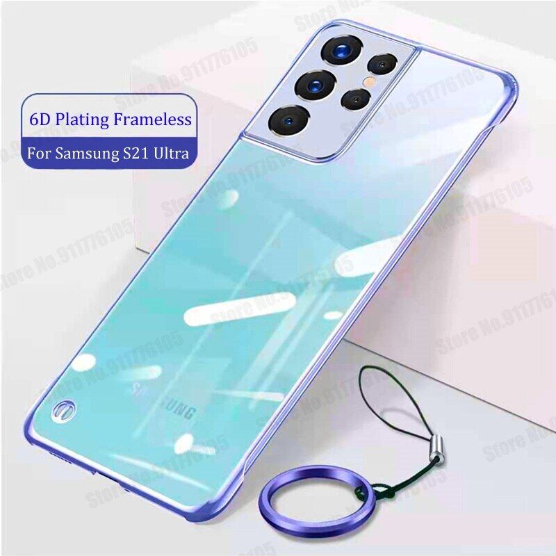 Ốp Điện Thoại Trong Suốt Không Khung Mạ 6D, Vòng Giữ Mỏng Cho Samsung Galaxy S21 S20 Ultra Note 20 S10 Plus Vỏ Bảo Vệ