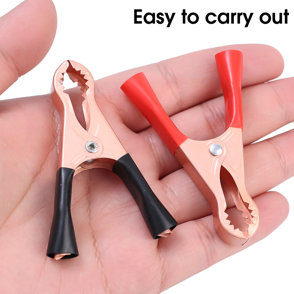 2 cái đen tay cầm bằng nhựa màu Đỏ Bộ Dò Thử nghiệm kim loại kẹp cá sấu nối kết nối ổ cắm phích cắm cho pin