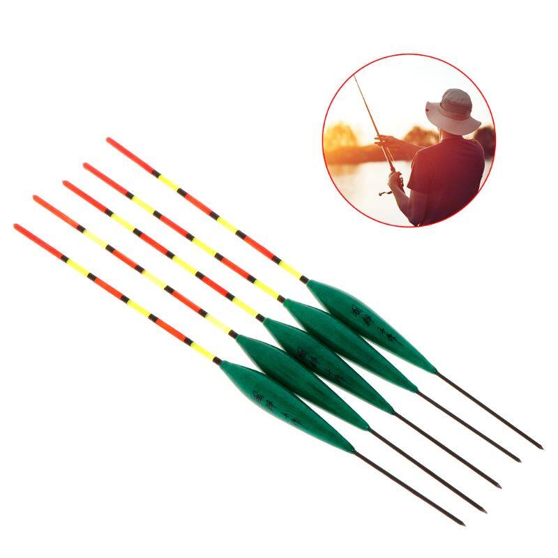 5 Pcs/Set Fishing Float Buoy Fluorescent Tail Ice Fishing Winter Carp Tackle Barr Wood Luminous Accessories