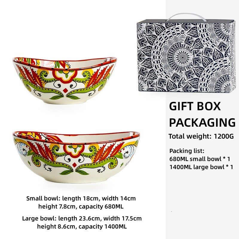 OMK Red Luca Series Ceramic Boat salad bowl