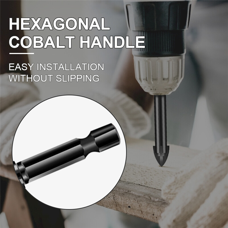 5Pcs Universal Glass Cross Hex Tile Drilling Bit Set Concrete Ceramic Tools Hole Opener Multifunctional Hard Alloy Drill Bit Tip for Woodwork