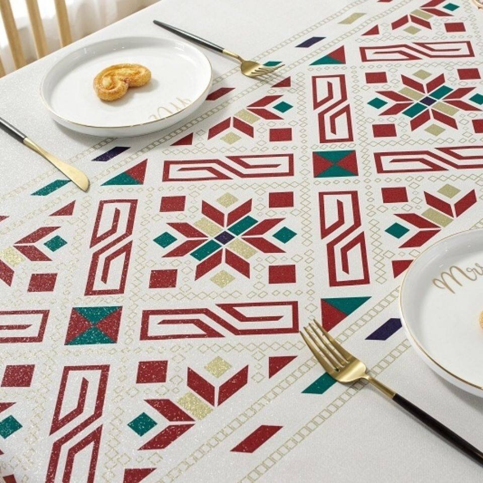 Lovehome Exquisite Print Tablecloth 2 4 6 8-Seater Rectangular Dining Table Cloth Waterproof Oilproof PVC Table Cover