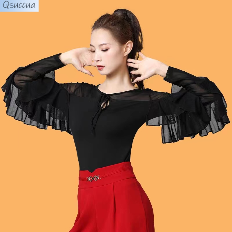 Four Seasons Stretch Fabric Mesh Jitterba Square Dance Team Performance Top