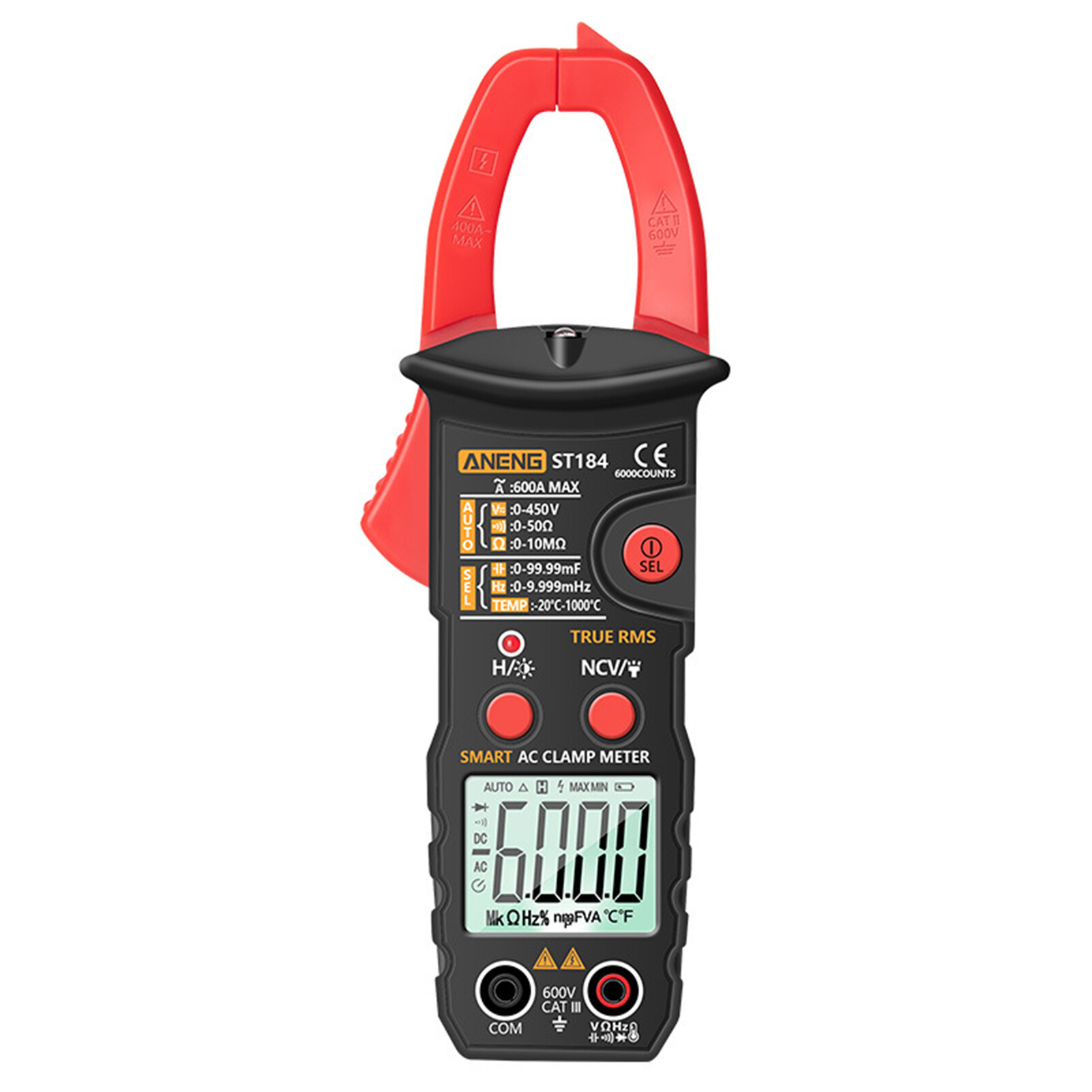 Farfi ST184 Digital Clamp Multimeter Auto Ranging AC/DC Current Voltage Battery Powered High Precision Automatic Clamp Meter for Home Digital Clamp Multimeter