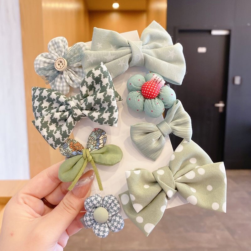 Bộ 8 Kẹp Tóc Nơ Phong Cách Hàn Quốc Cho Bé Gái