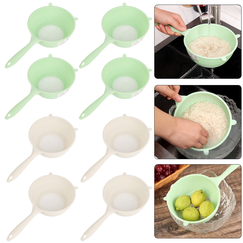 Kitchen Rice Drain Spoon with Handles Rice Sieve Plastic Colander Multifunctional Strainer Basket for Fruits Vegetables Mesh Flour Sieve