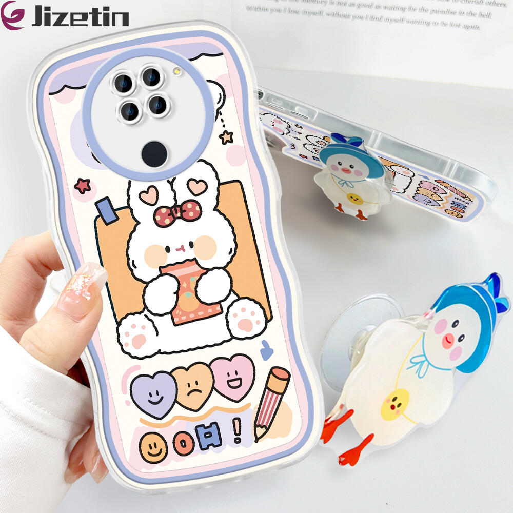 Jizetin Phone Casing For Xiaomi Redmi Note 10 Note 10S Note 10 Pro Note 10 5G Note 9 Note 8 Fashion Soft Wavy Case Cute Pig Duck Bear Rabbit Cartoon Shockproof Cellphone Casing Full Cover Camera Protection