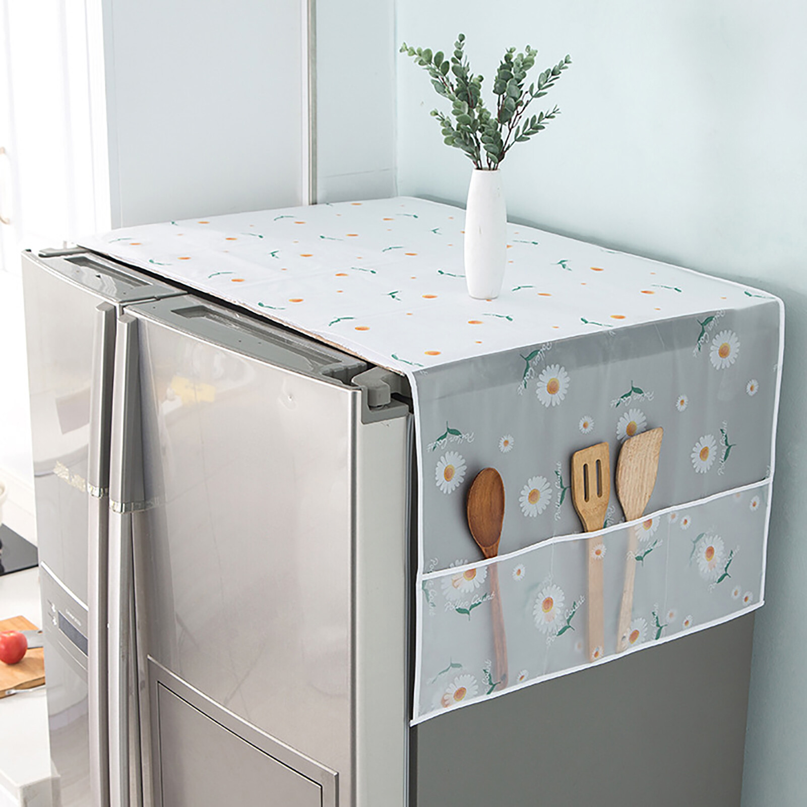 POCO Creative Refrigerator Dust Cover High Density Waterproof Fine Workmanship Feather Printing Fridge Dust Cover for Fridge Refrigerator Top Cover