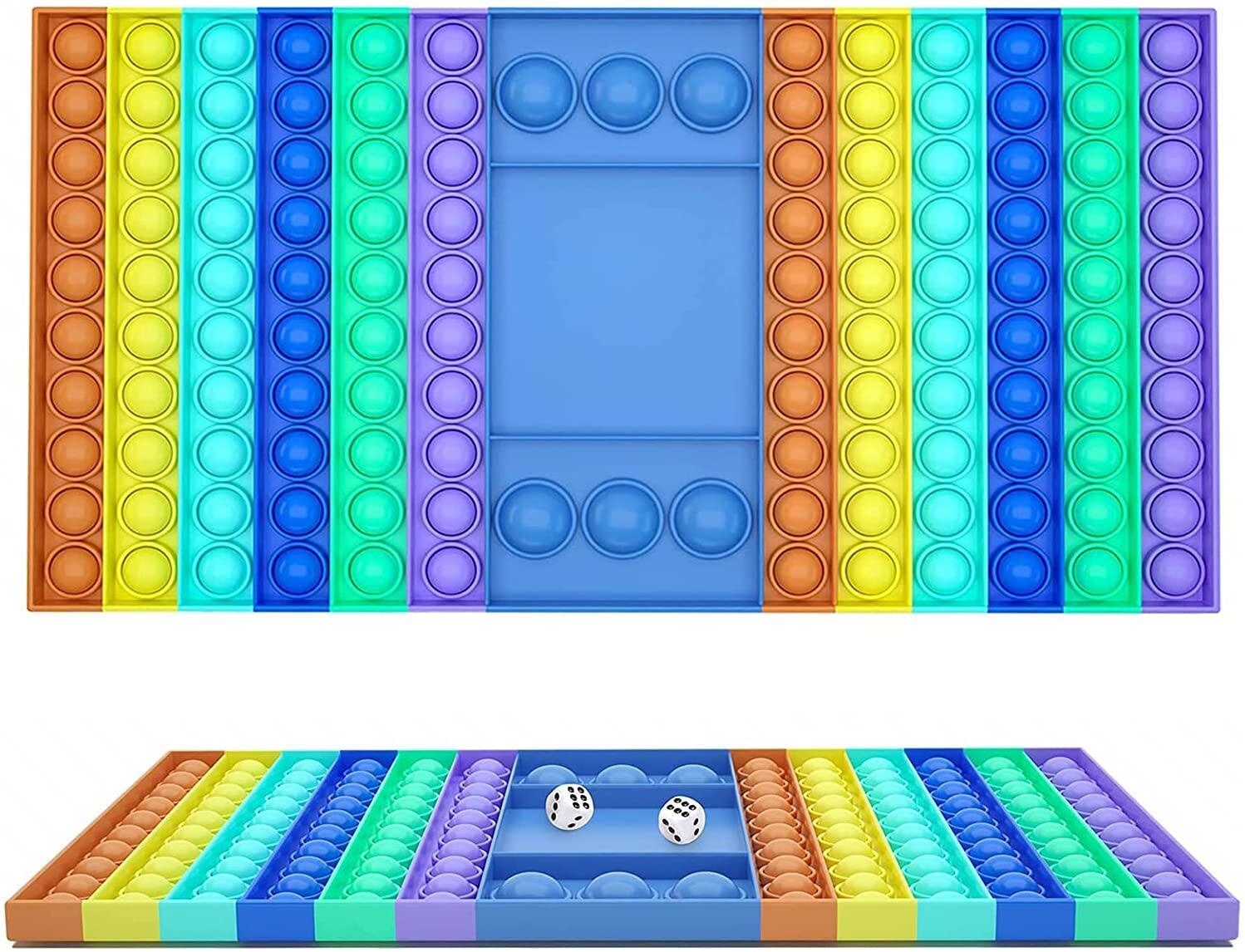 Big Pop Game Fidget Toy, Extra Large Sensory Bubble Rainbow Chess Board