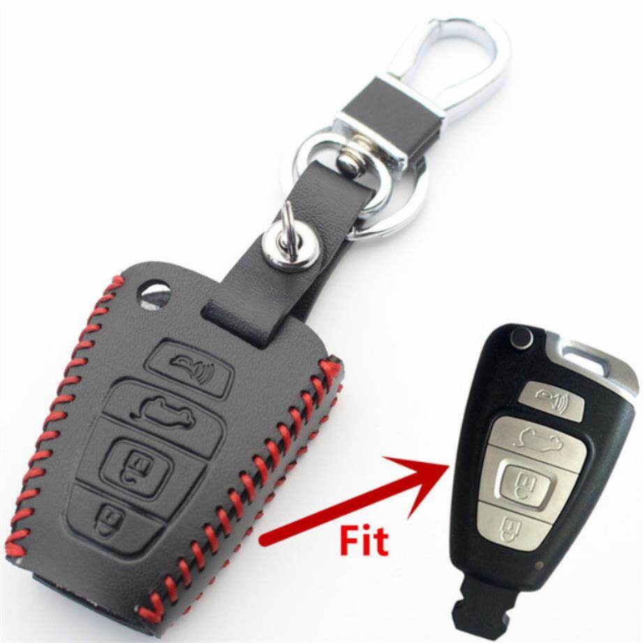 Genuine Leather 4button Remote Key Case Cover For Hyundai Veracruz Car Styling L500