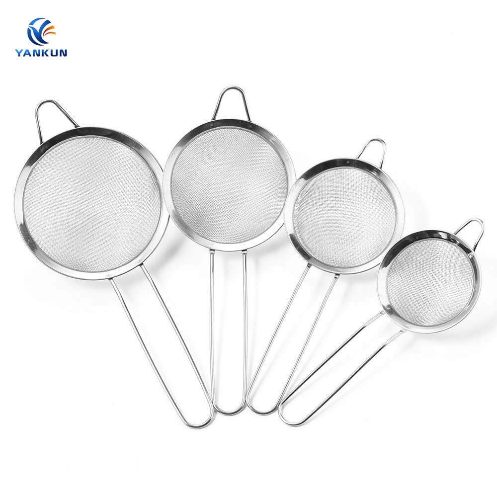 Sanhe 4 Sizes Stainless Steel Fine Mesh Oil Strainer Flour Colander Sieve Sifter Kitchen Tool