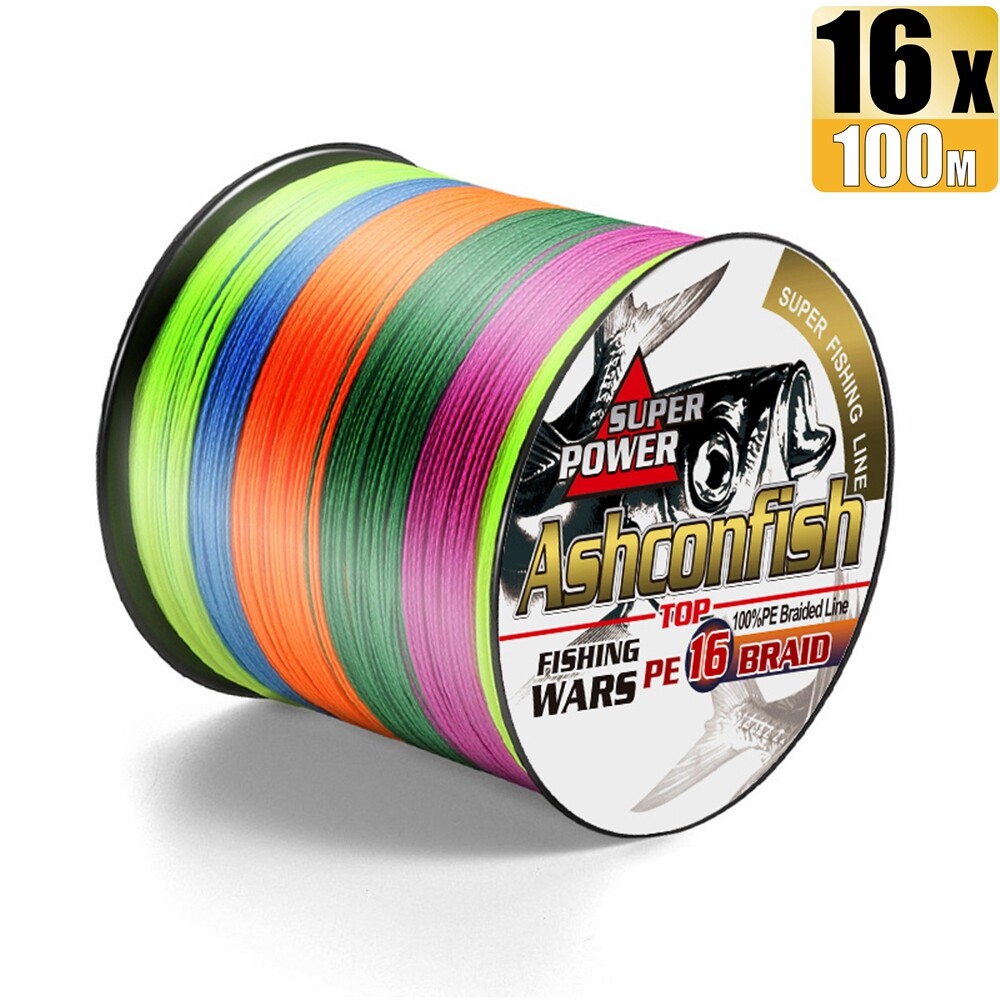 Ashconfish 16 Strands 100M PE Line Braided Fishing Line X16 Braids Fishing Line Fishing Accessories Tackle Tools
