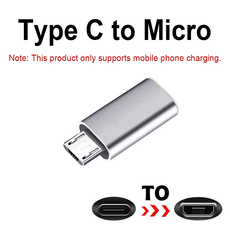 [Tất Cả Các Dòng] Bộ Chuyển Đổi Micro USB Sang Type-C Sang Lightning Bộ Chuyển Đổi Android iPhone Type C Đầu Nối Cáp Sạc Đồng Bộ Dữ Liệu USB Micro Sang USB-C Sang Type-C Kim Loại Bạc Mờ Sạc Nhanh Hợp Kim Nhôm