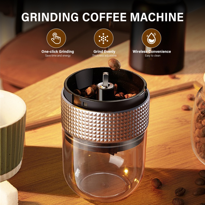Electric Coffee Grinders with Ceramic Cone Grinder Coffee Bean Grinder Electric with Adjustable Coarseness, Portable Rechargeable Coffee Grinder 30g Capacity for Coffee Beans