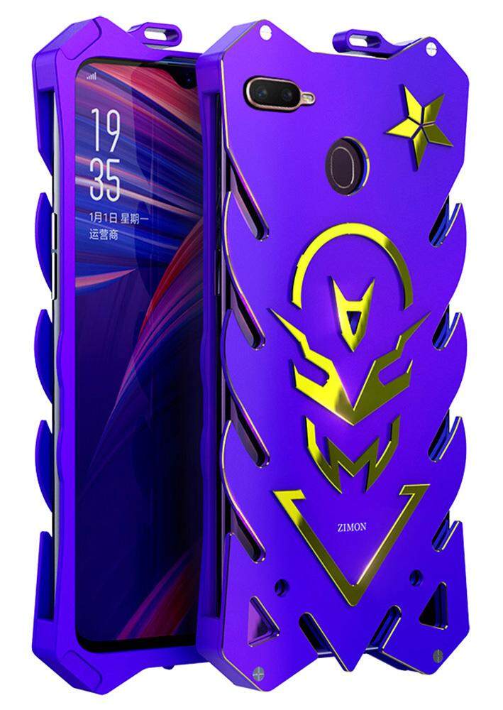 Jiangmomo untuk Oppo A7/A7x Api Bentuk Case, Logam Keras Tahan Lama Perlindungan dengan Desain Berongga Casing Belakang