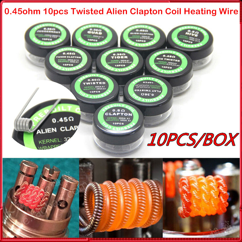 10 Cuộn Dây Clapton Xoắn Alien A1 Cái/hộp Cuộn Dây Quấn Sẵn Rda 0.45ohm